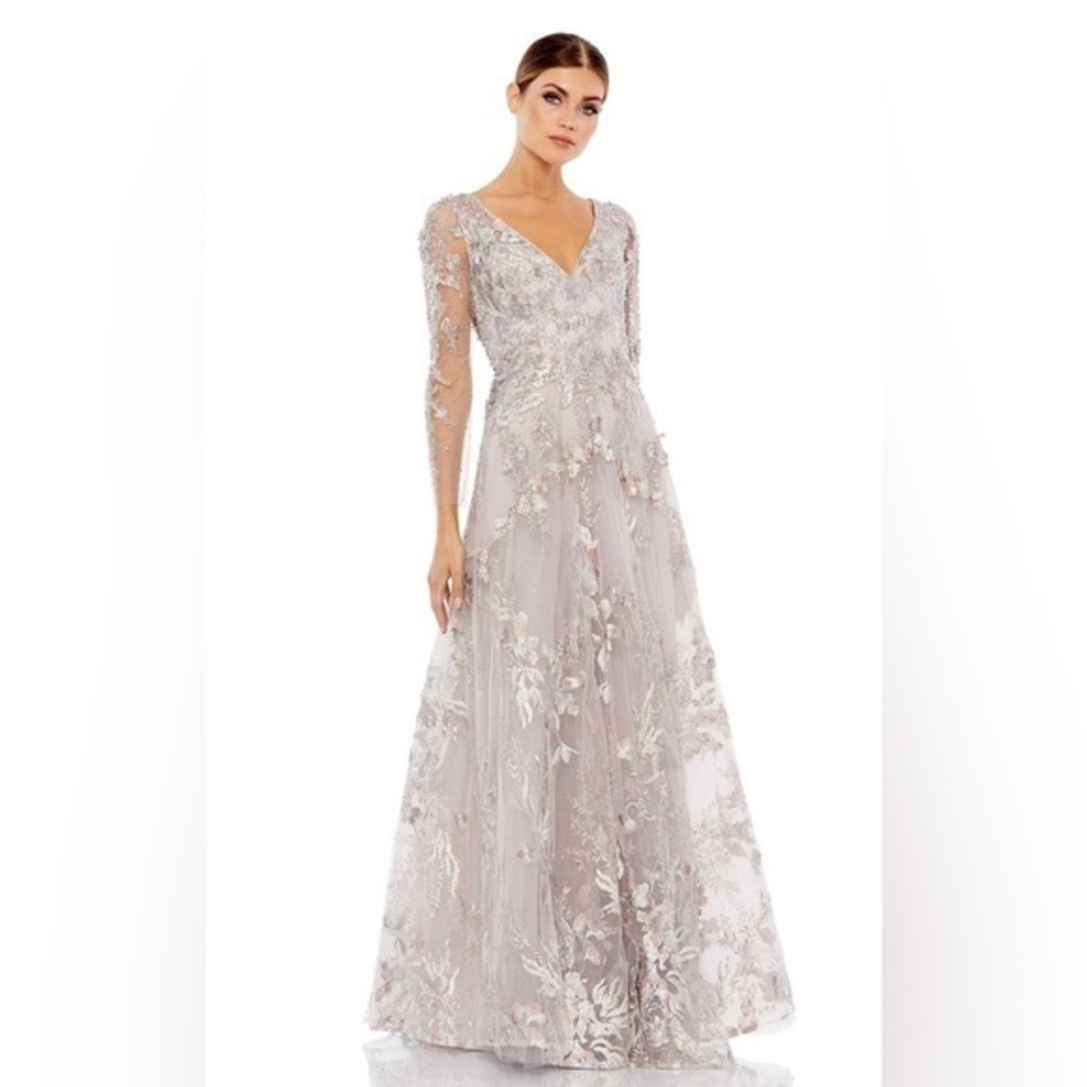 Mac Duggal 20245 Embroidered V-neck A-line Dress Size 8